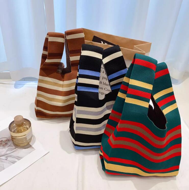 バッグ★レディース★トートバッグ★ハンドバッグ★ニットバッグ★大容量★3色