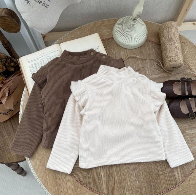 子供服★トップス★カシュクール★裏起毛★韓国風子供服★長袖シャツ★無地★2色★66-90CM