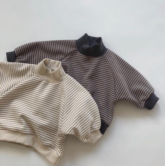 2023★秋冬新品★韓国風子供服★ストライプ★厚手★トレーナー★2色80-130CM