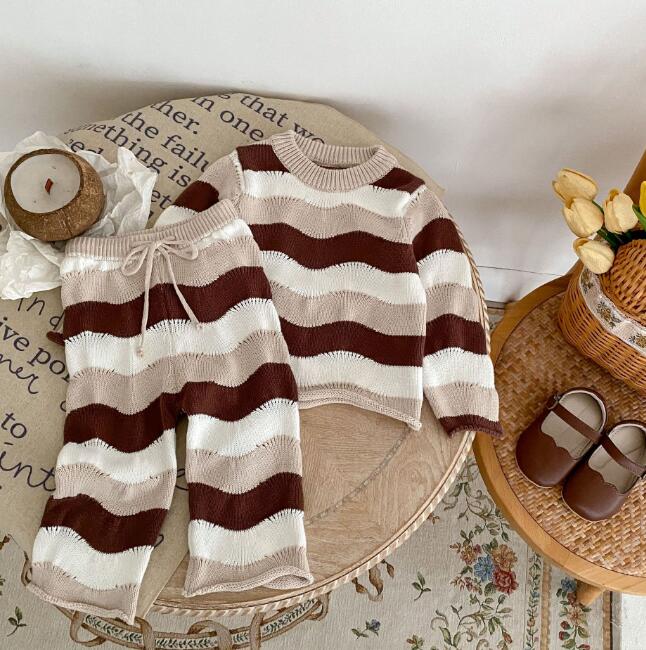 子供服★トップス+ズボン★セットアップ★韓国風子供服★ストライプ★ベビー★66-100CM