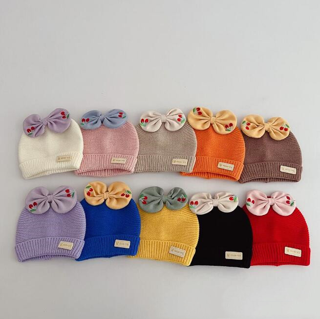 子供用★帽子★ベビー★暖かい★防寒★ニット帽子★可愛い★蝶結び★10色