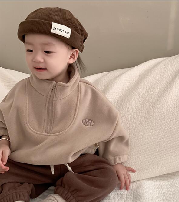 2023冬新★子供服　厚手トップス&ズボン　裏起毛付き★73-110cm★2色