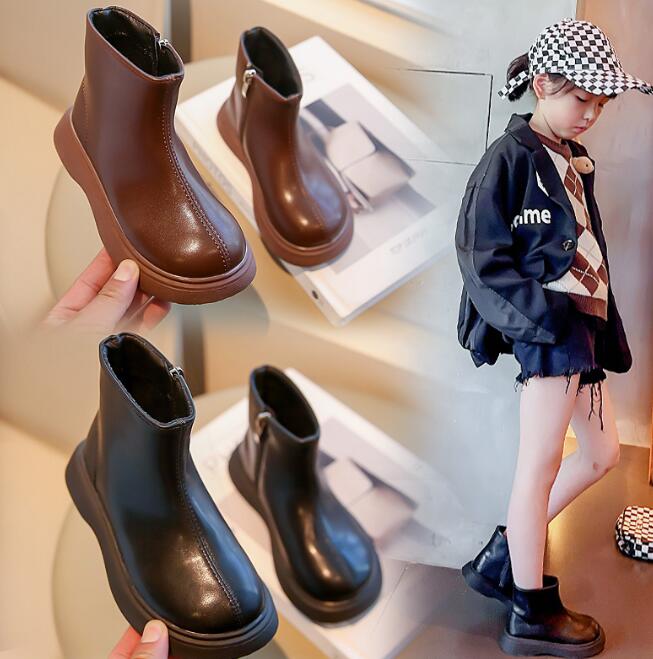 靴★子供靴★シューズ★キッズ★無地★ショートブーツ★2色★23-35#