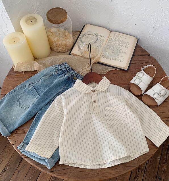 「2024」子供服★トップス★ワイシャツ★韓国風子供服★長袖★キッズ★80-130CM