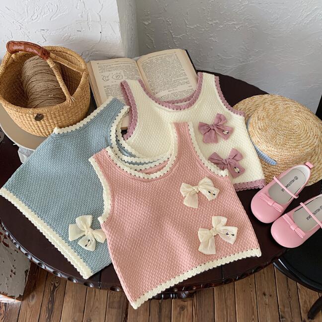 「2024」子供服★ニット★チョッキ★ベスト★韓国風子供服★キッズ女の子★3色★90-130CM