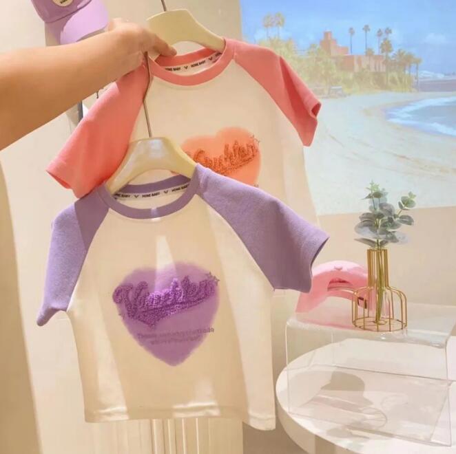 「2024」子供服★トップス★Tシャツ★半袖★キッズ女の子★2色★90-140CM