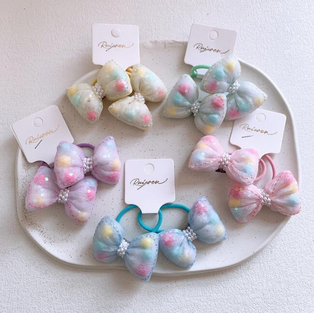 髪飾り★まとめ髪用★ヘアアクセサリー★子供用★ヘアゴム★2枚入り★蝶結び★可愛い★多色