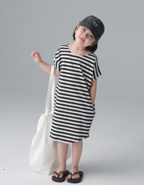 「2024」子供服★ワンピース★ストライプ★キッズ女の子★2色★90-150CM/ML