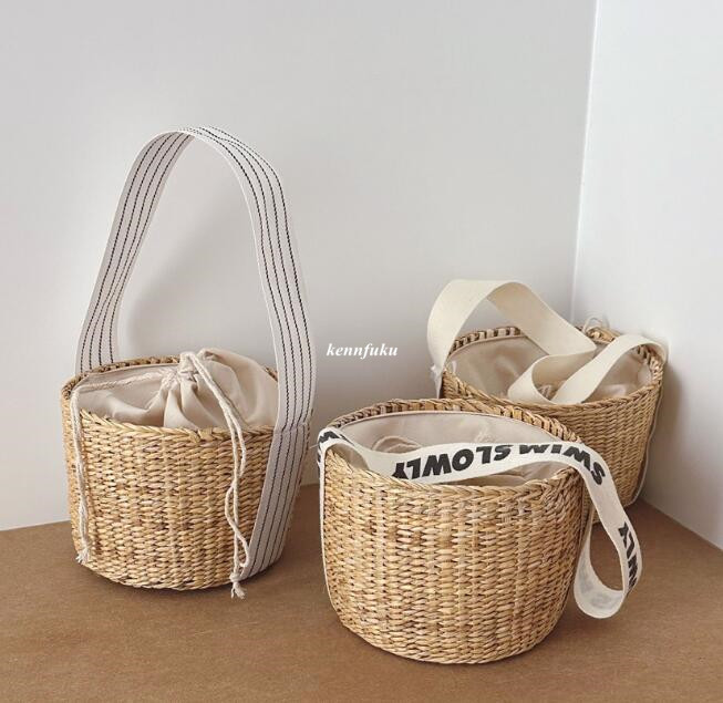 2024新型★草編みハンドバッグ★子供バッグ　3種
