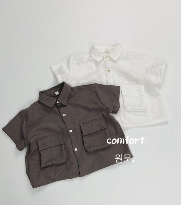 「2024」子供服★トップス★ワイシャツ★半袖★キッズ★韓国風子供服★2色★80-130CM