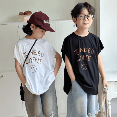 2024春夏 韓国風子供服 姉妹兄弟コーデ ユニセックス子供服 笑え顔 Tシャツ トップス 90-150cm 2色