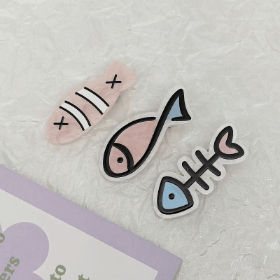 2024春夏 ガール ヘアクリップ ヘアピン 海洋系 魚 イルカ海豚 サザエ珊瑚 クラゲ ヘアピン 髪飾り