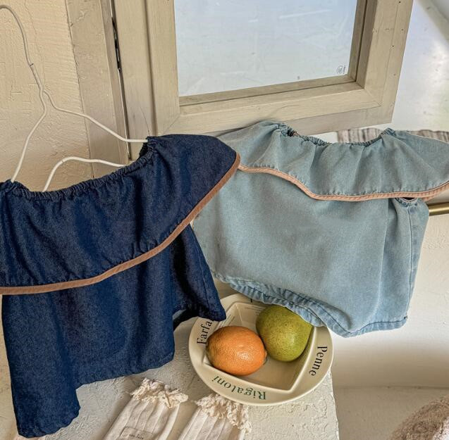 「2024」★子供服★トップス★袖なしシャツ★韓国風子供服★デニム★2色★80-130CM