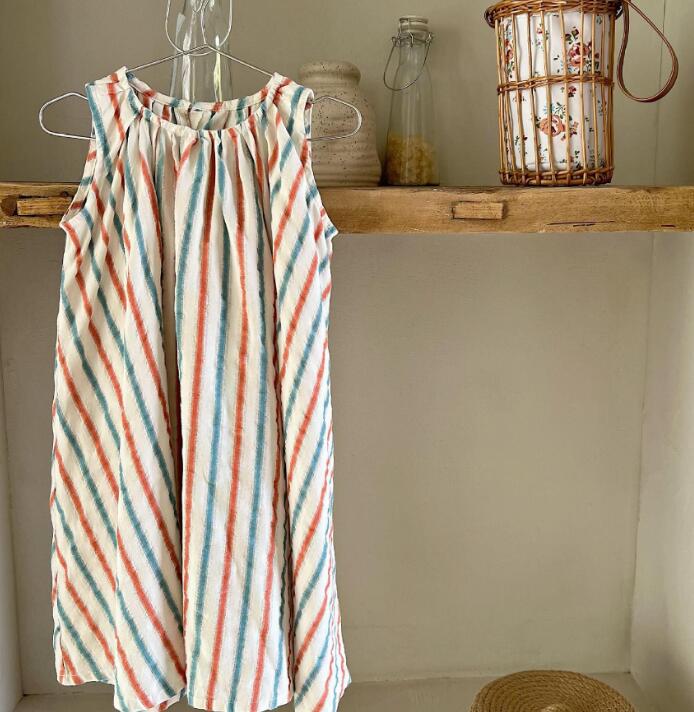 「2024」子供服★吊りワンピース★韓国風子供服★ストライプ★80-140CM