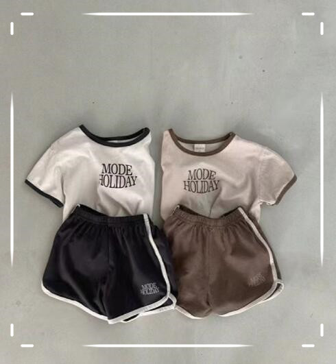 「2024」子供服★トップス+ズボン★セットアップ★ベビー★韓国風子供服★2色★73-100CM