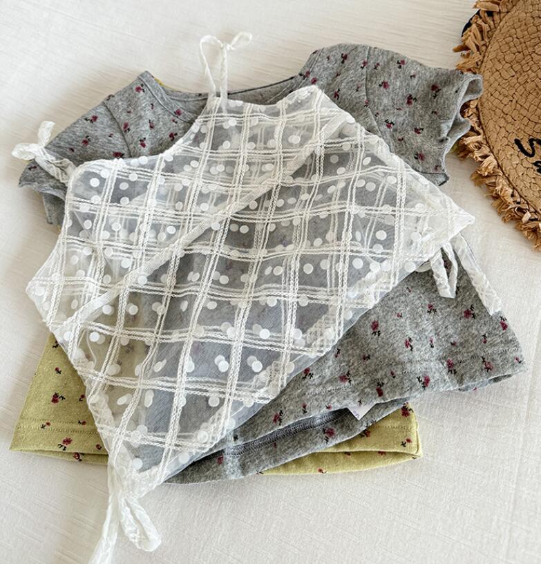 2024★夏新作★韓国風子供服★トップス+レース★2色90-140CM