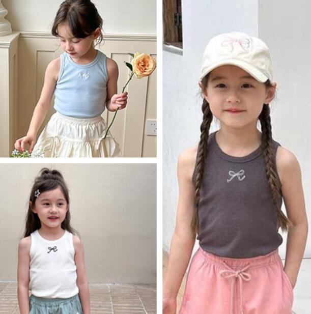 「2024」子供服★トップス★ベスト★袖なしシャツ★韓国風子供服★3色★90-150CM