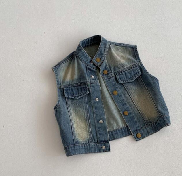 「2024」子供服★トップス★チョッキ★デニム★韓国風子供服★80-130CM