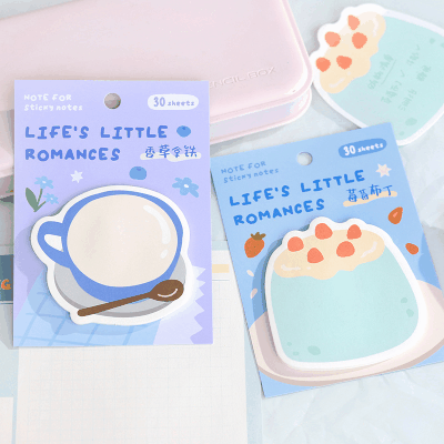 カフェ風 貼り付けメモ紙 ポストイット 伝言メモ ノートペーパー メモポスト グルメ 生活日常 30枚入