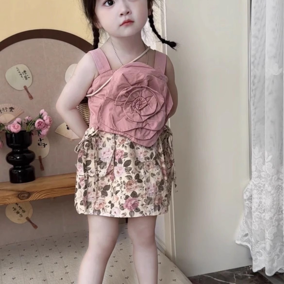 「2024」子供服★トップス+スカート★袖なし★セットアップ★韓国風子供服★5#〜13#