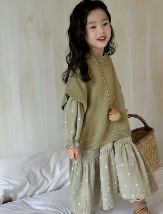 2024秋新品★子供服　ワンピース&ニットベスト分けて販売★90cm〜140cm