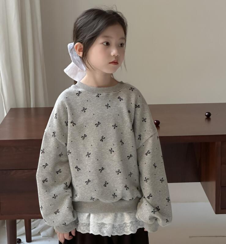 「2024」子供服★トップス★長袖★蝶結び★韓国風子供服★100cm〜160cm