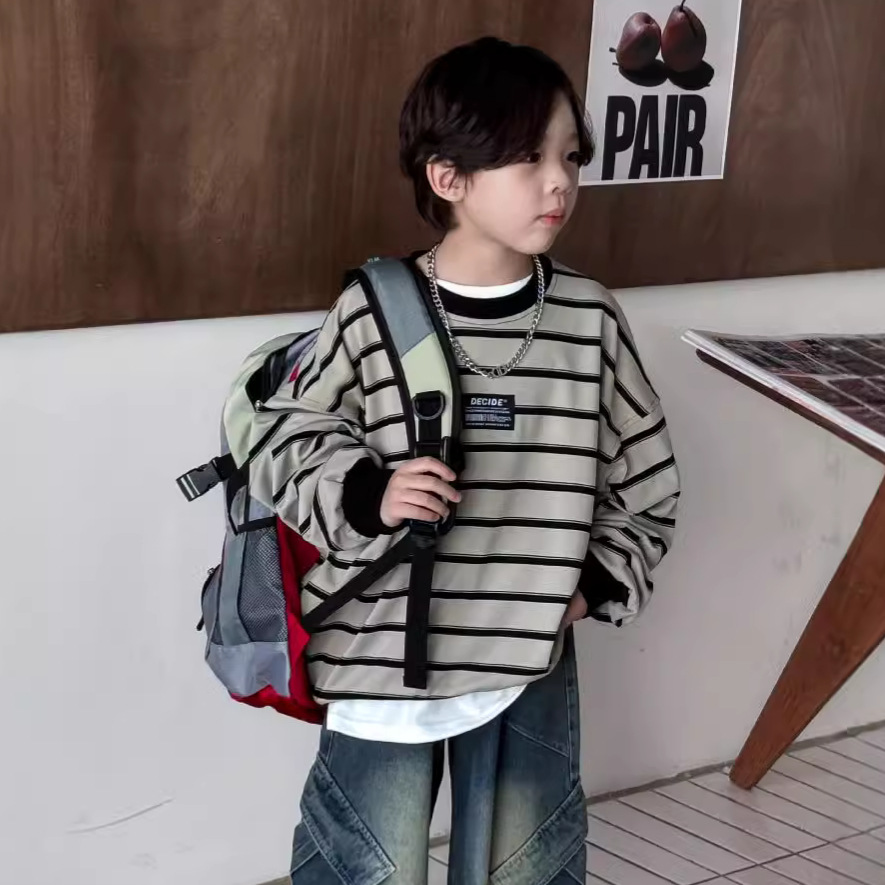 「2024」子供服★トップス★長袖★ストライプ★韓国風子供服★90cm〜140cm