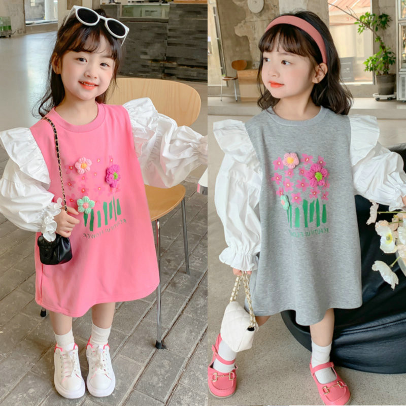 「2024」子供服★ワンピース★長袖★韓国風子供服★2色5#〜13#