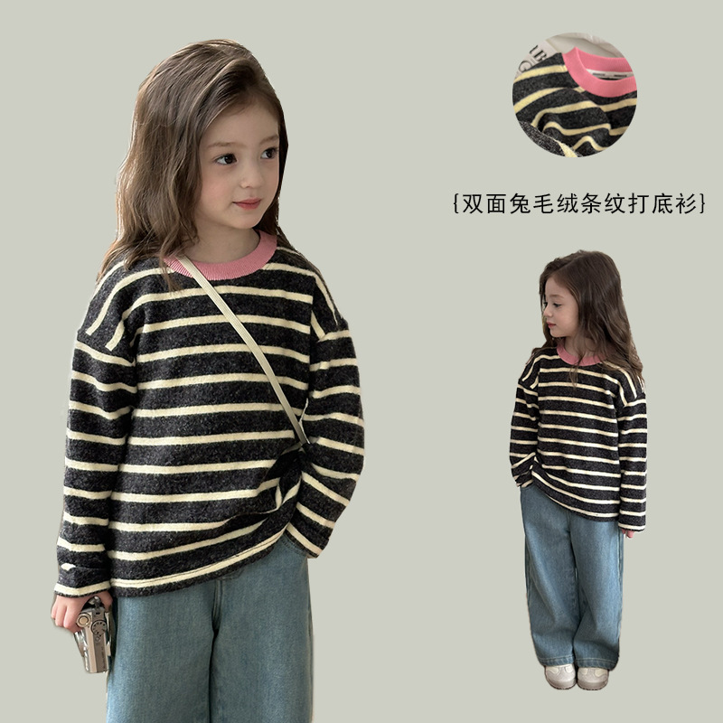 「2024」子供服★トップス★インナーシャツ★ボーダー★韓国風子供服★90cm〜150cm