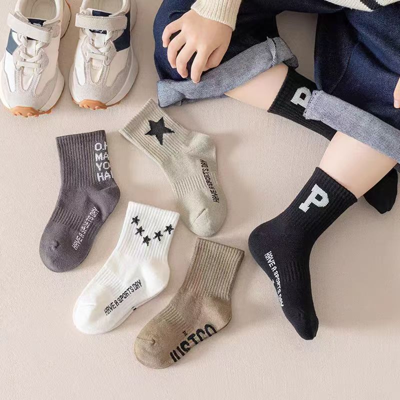 2024★春秋新作★キッズ靴下★ソックス★1セット=5点★M〜XXL