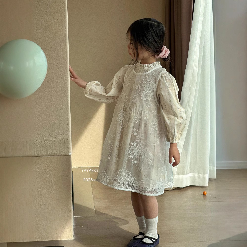 2025★春秋新作★韓国風子供服★ワンピース+レース★90cm〜140cm