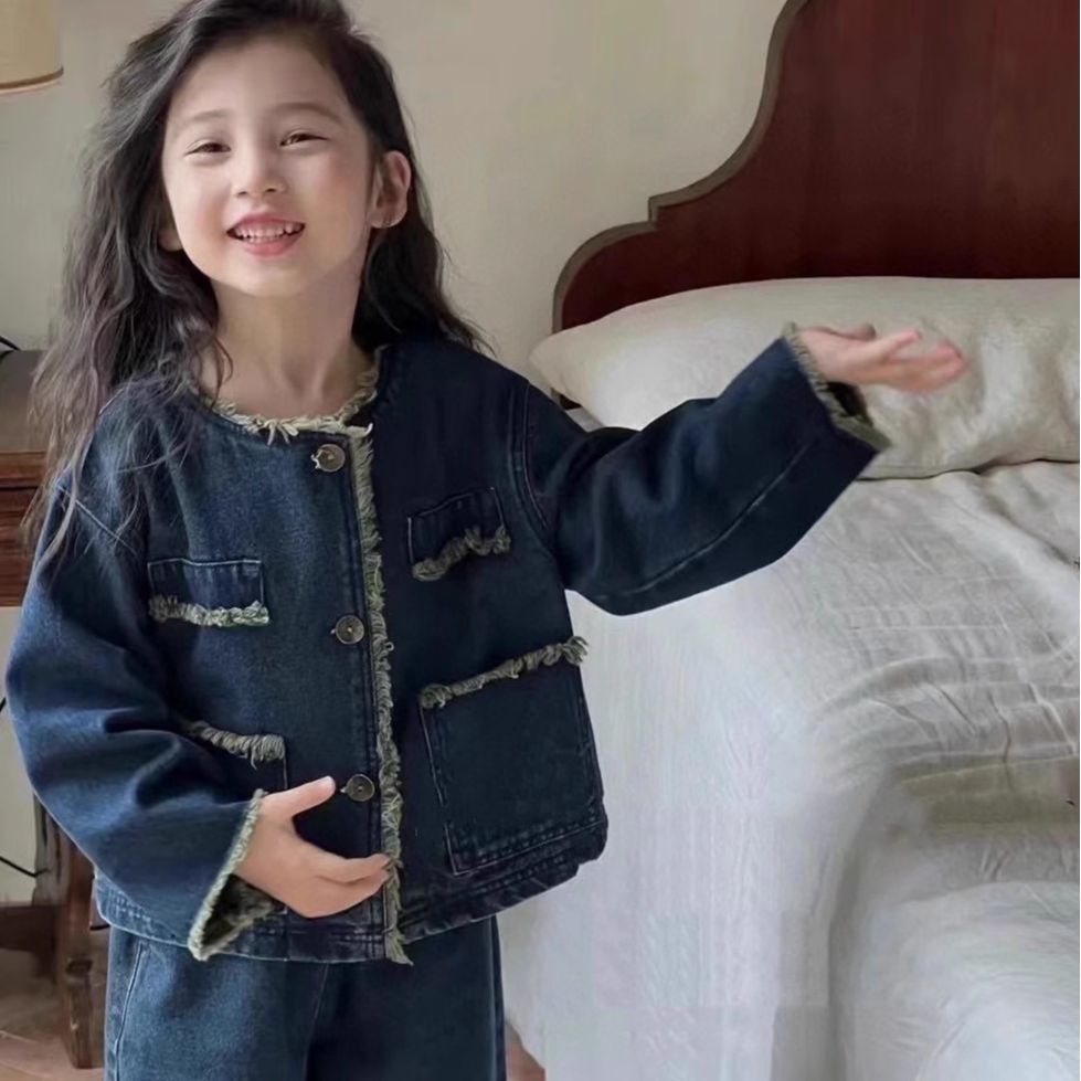 「2025」子供服★トップス+ズボン★デニムセットアップ★韓国風子供服★7#〜15#