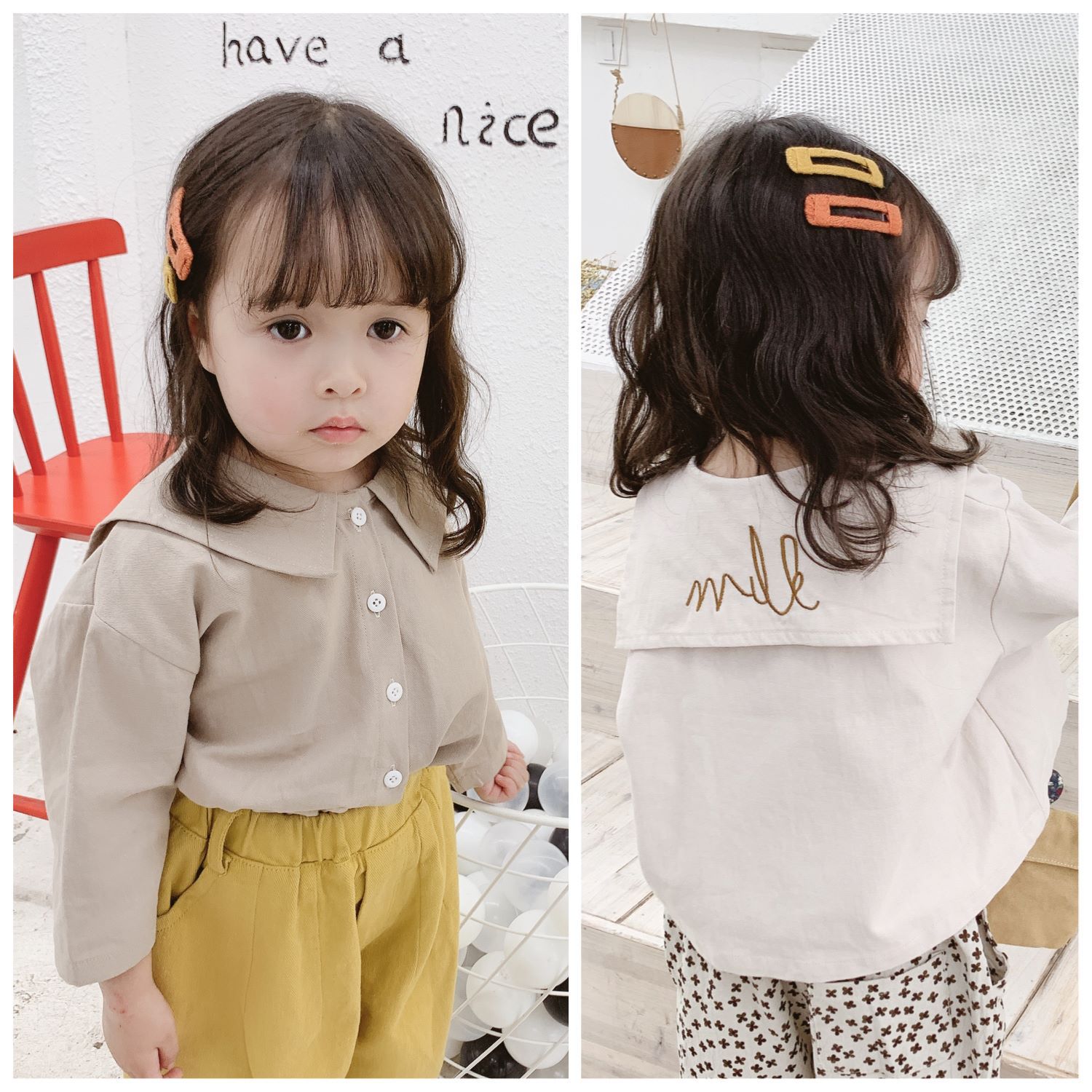 「2025」子供服★トップス★長袖シャツ★韓国風子供服★2色80cm〜130cm