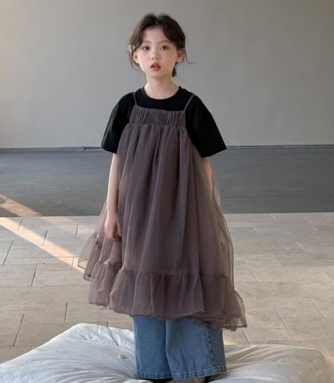 2025夏新品★子供服&親子服　ワンピース★90cm〜大人着用M 2色
