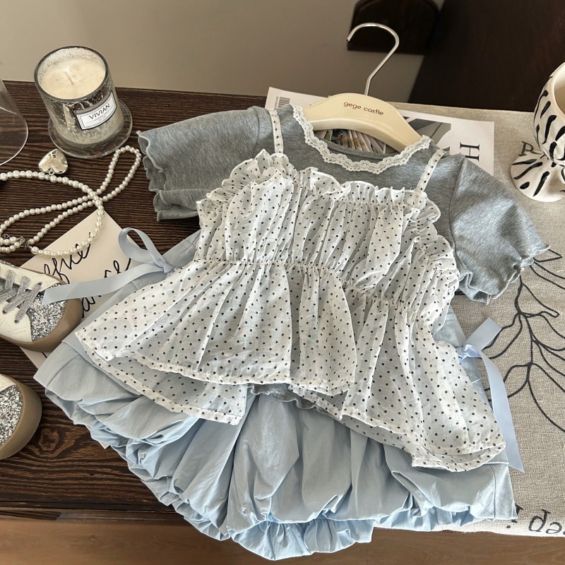 2025夏新入荷★子供服　トップス+吊りベスト&ズボン★80cm〜140cm