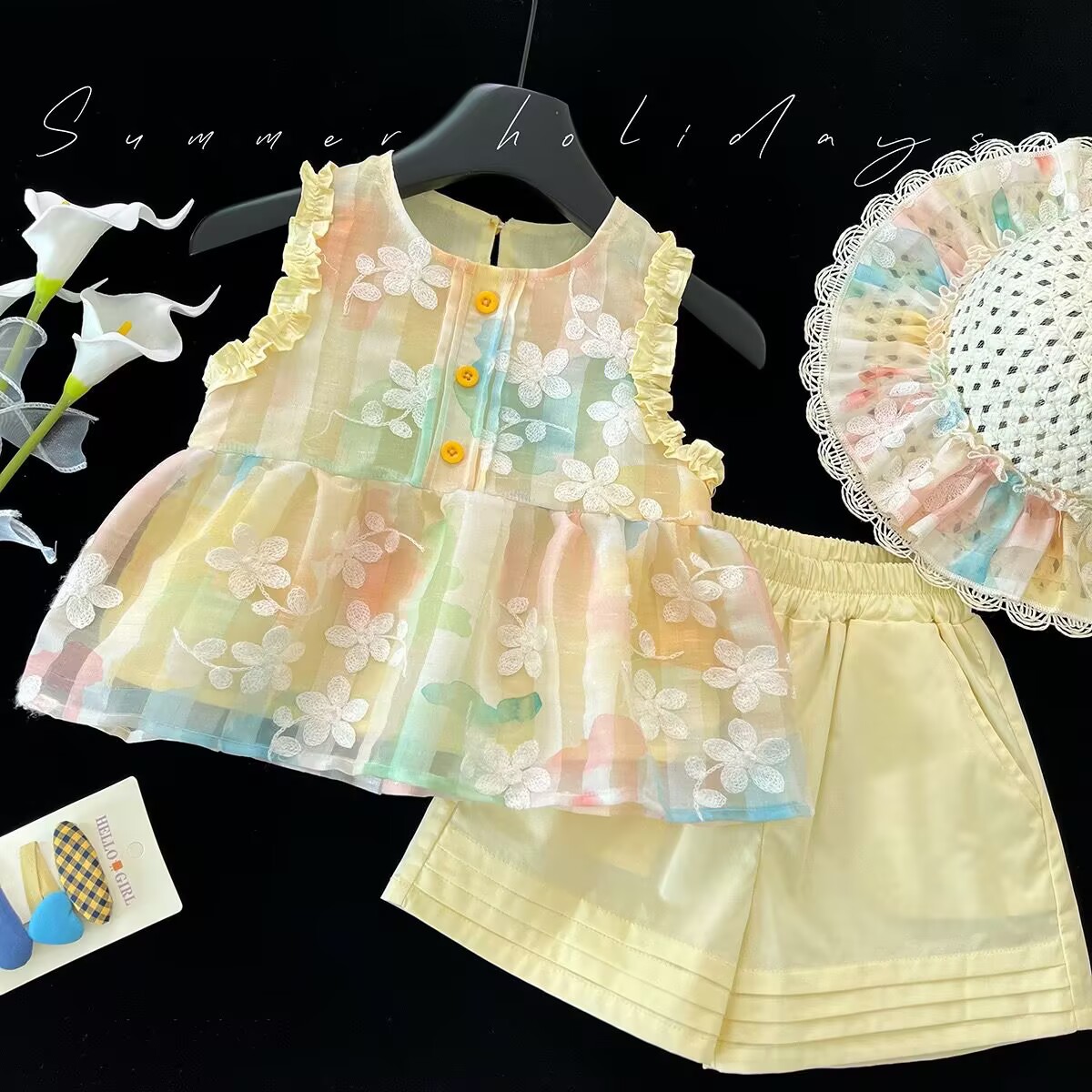 「2025」子供服★トップス+ズボン+帽子★セットアップ★2色90cm〜150cm