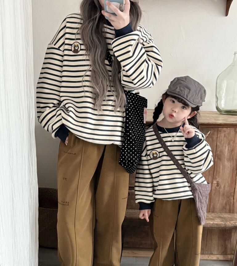 2025冬新品★子供服&親子服　トレーナー　裏起毛★90〜150cm/XS-XL 2色