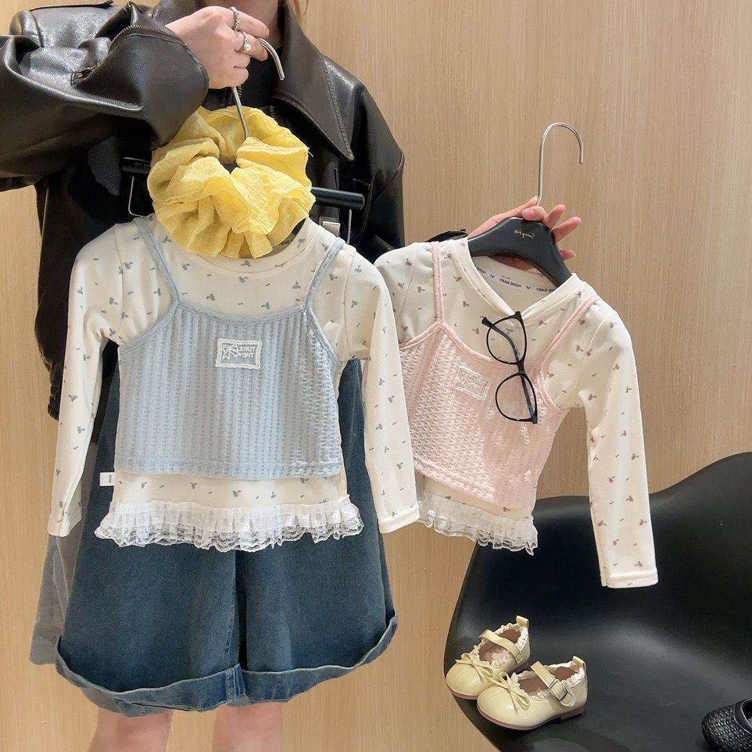 2026新作★子供服　重ね着トップス★80cm〜160cm 2色