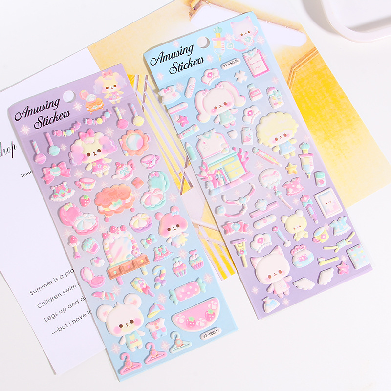 DIY手作り ステッカー★粘着シール★3D★手帳素材