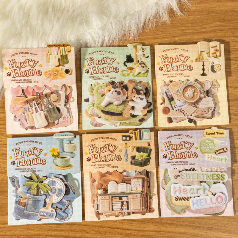 【ハードカードシールセット】毛糸の家シリーズ / 手帳素材 DIYデコレーション コラージュ用