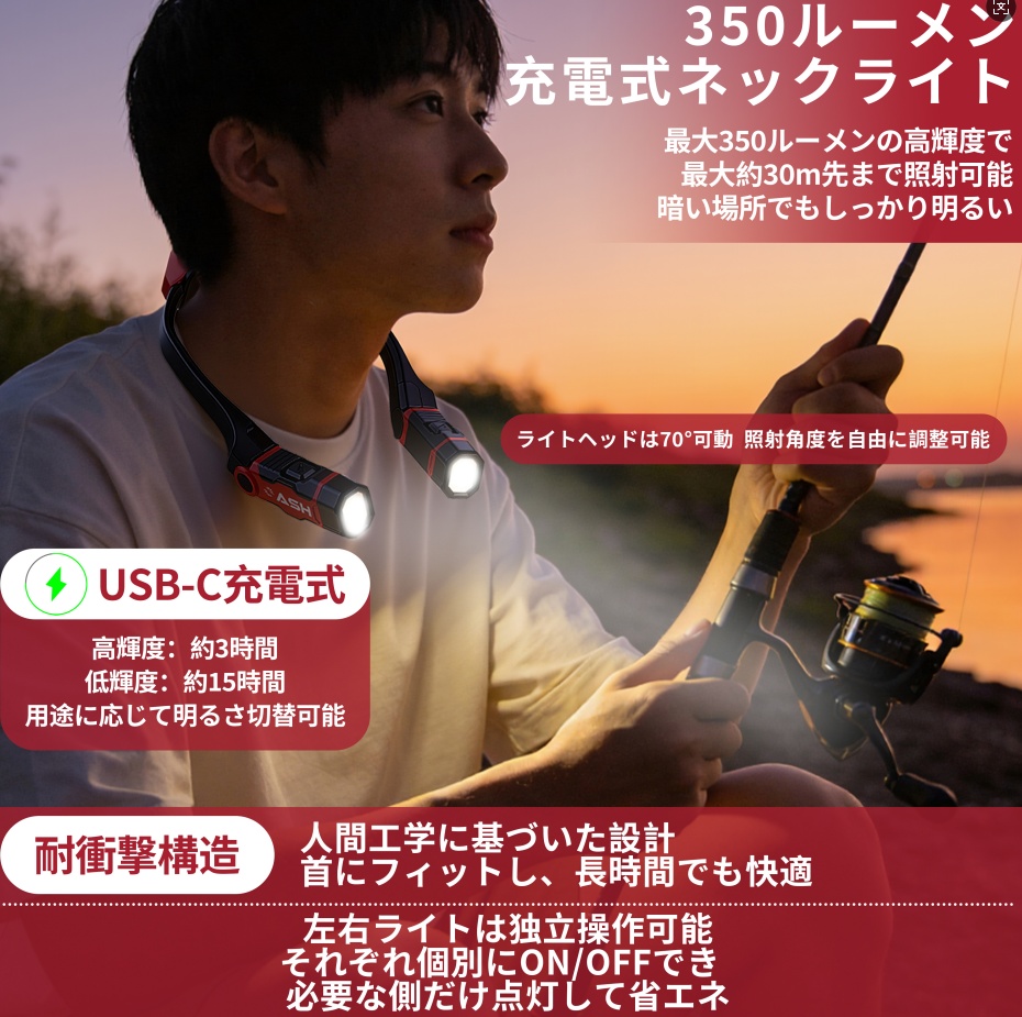 充電式LEDネックライト/350LUMENS
