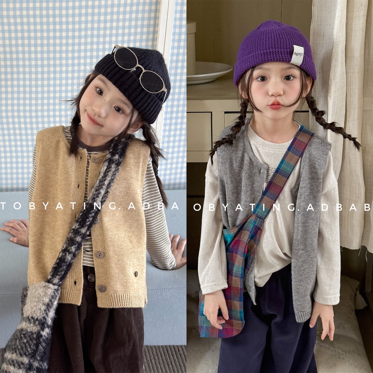 2026秋新作SJ★子供服 　ニットベスト★80cm〜130cm 2色