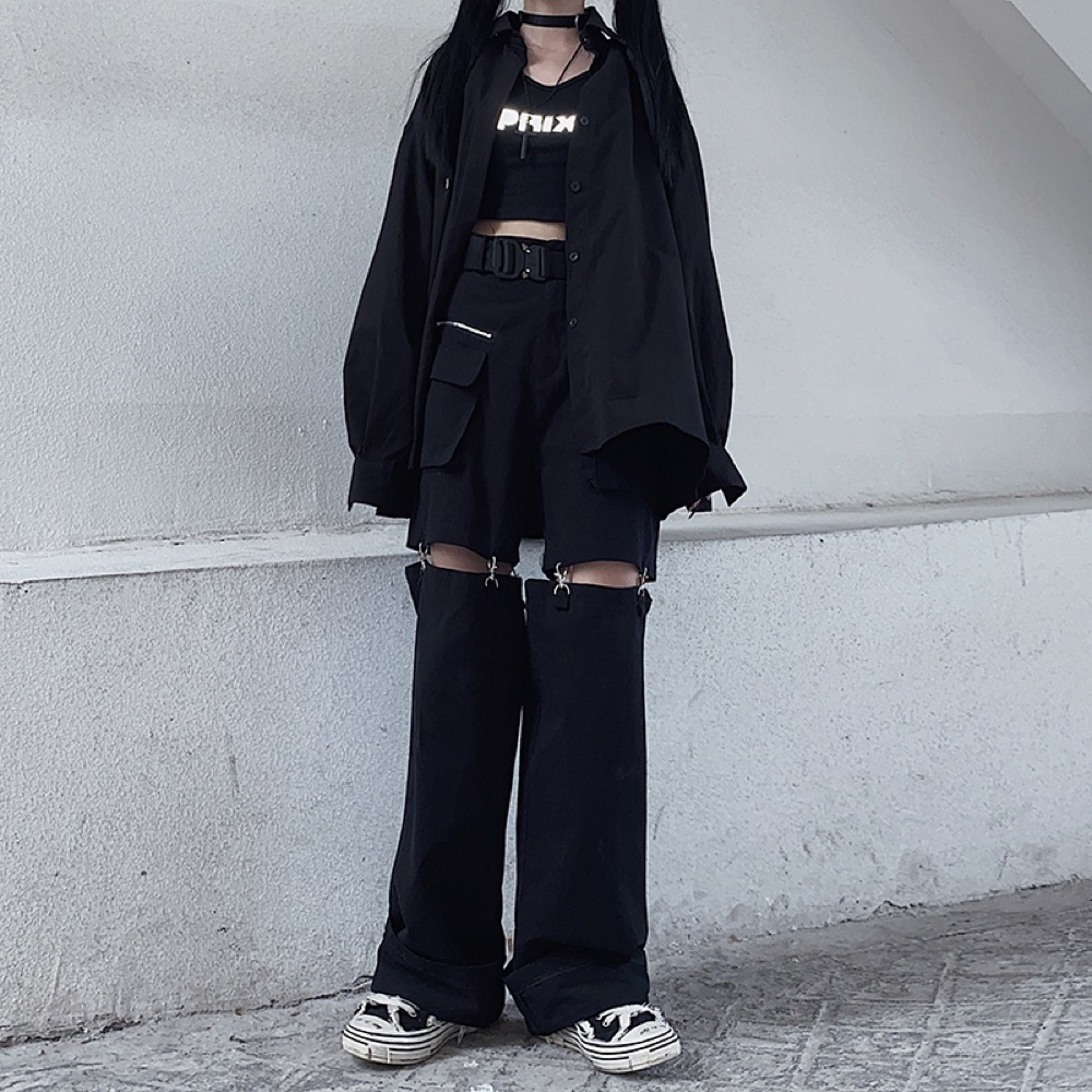 パンツ・ レディース・直筒ゆとり・ロングパンツ・垂感・个性・パンツ・ファッション
