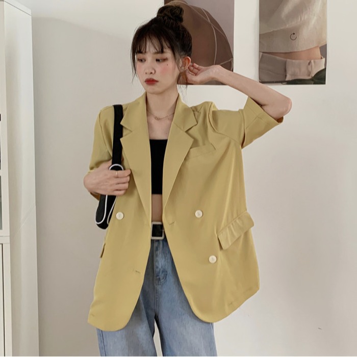 韓国ファッション★レディース向け★♪スーツジャケット★♪半袖★♪トップス★♪3色★♪