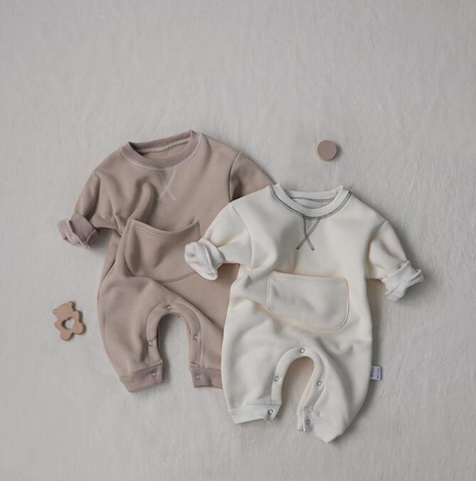 2022★秋冬新作★韓国風ベビー服★裏起毛★厚手★ロンパース★2色66-90CM