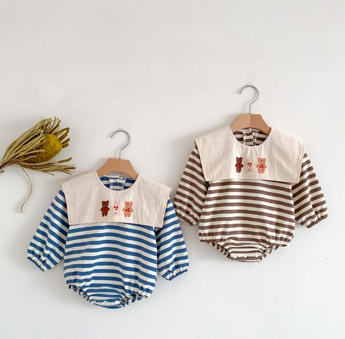 子供服★ロンパース★連体服★韓国風子供服★ベビー★男女兼用★ストライプ★2色★66-90CM