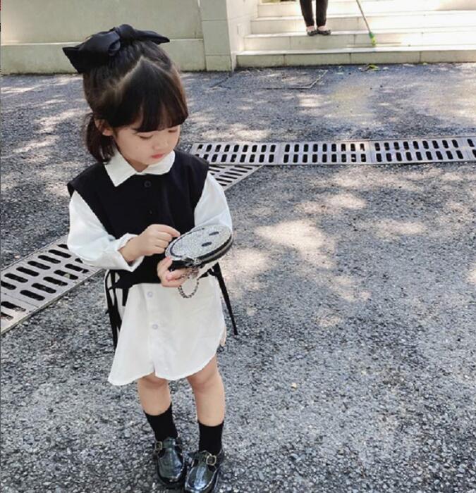 春新作★韓国風子供服★トップス+ワンピース2セット★7-15