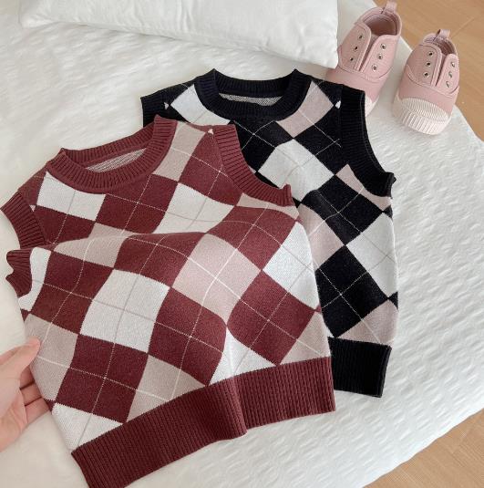 2023春新品★子供服   トップス　ニットベスト　100-140cm★2色