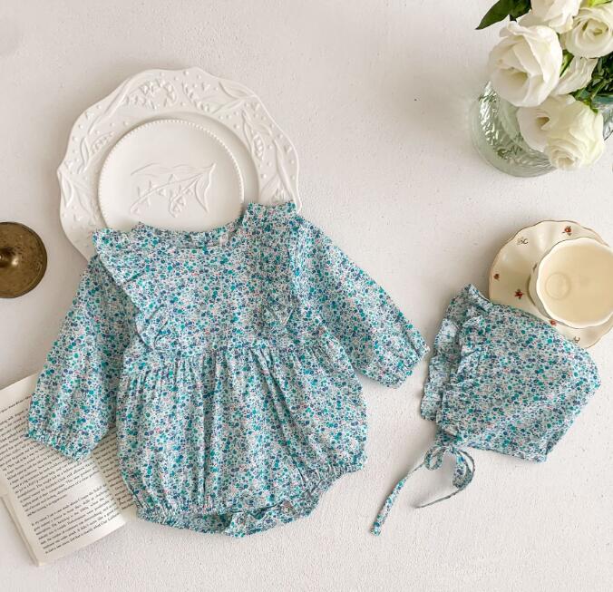 子供服★ロンパース+帽子★連体服★長袖★ベビー★花柄★可愛い★66-100CM