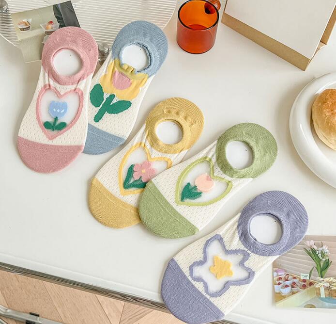 靴下★レデイース★ソックス★大人用★女性用★花柄★薄手★6色